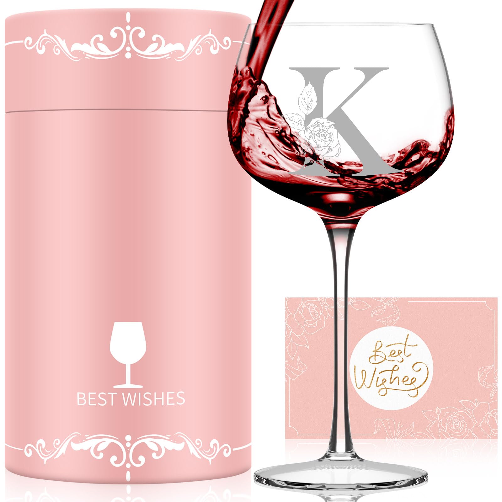 Astonlink monogram wine glass with initial A, ideal keepsake for celebrations.