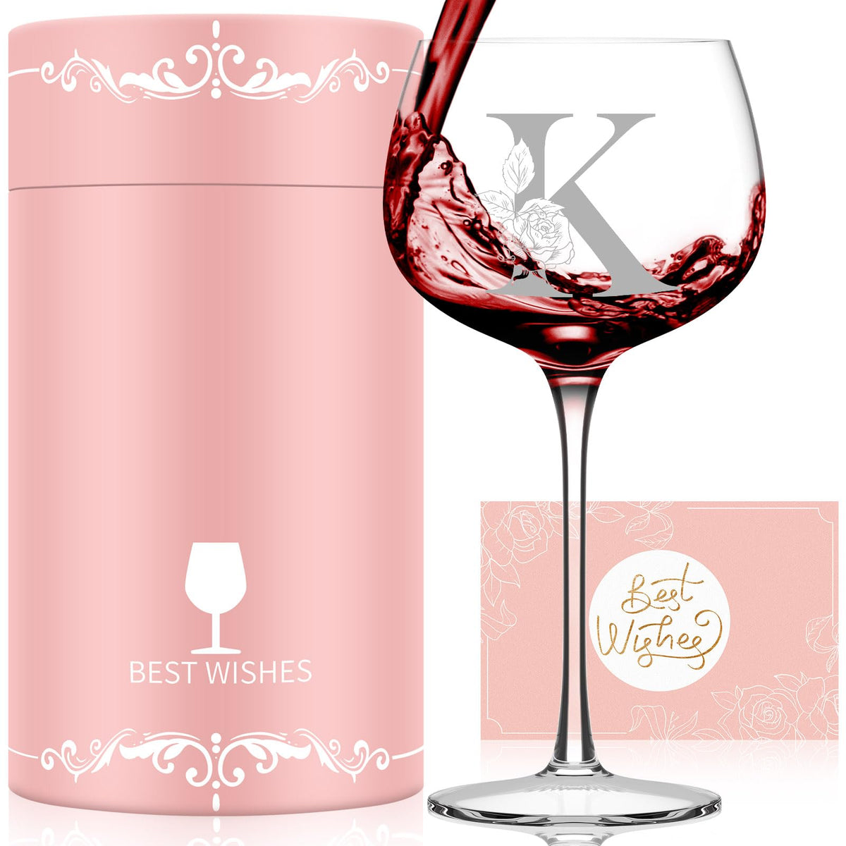 Astonlink monogram wine glass with initial A, ideal keepsake for celebrations.