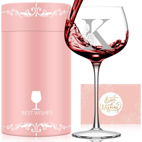 Astonlink monogram wine glass with initial A, ideal keepsake for celebrations.