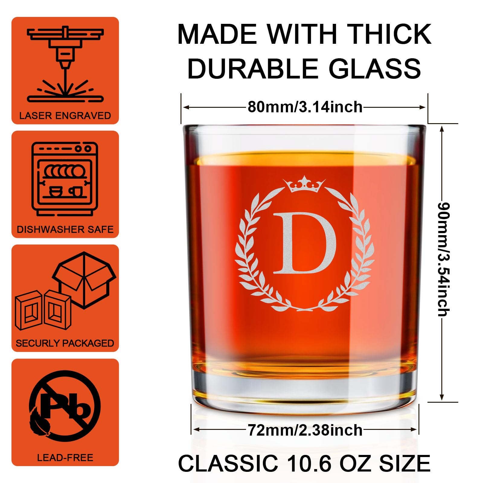 Astonlink personalized engraving on a rocks glass for him.