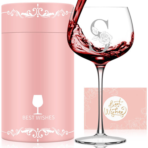 Astonlink Valentines wine glass monogram initials for a personalized gift.