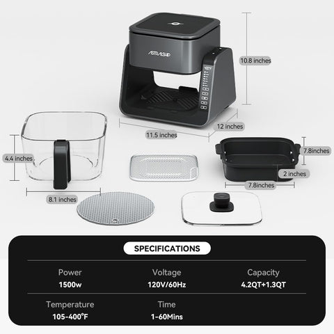 Astralship Glass Air Fryer dishwasher-safe components simplify cleanup after cooking