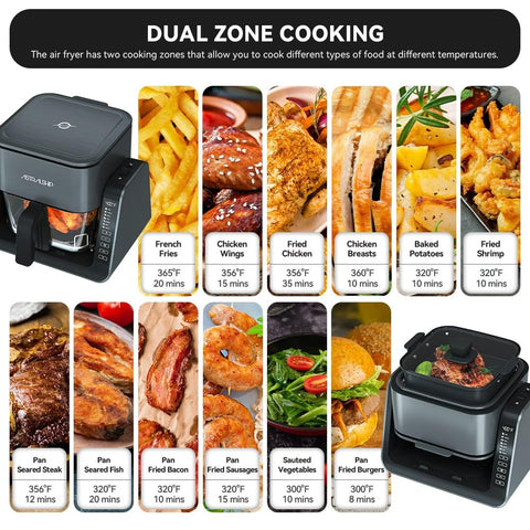 Astralship Glass Air Fryer grill-top detail emphasizes compact all-in-one function