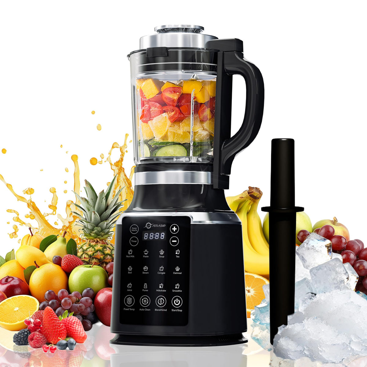 Astralship Glass Blender tamper enables creamier smoothies and thick blends.