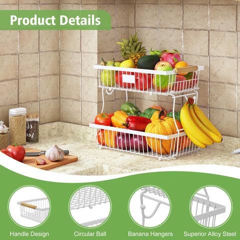 Astrorhine fruit basket on counter demonstrates versatile produce storage.