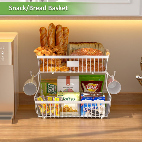 Astrorhine two-tier stand maximizes small kitchen space and accessibility.