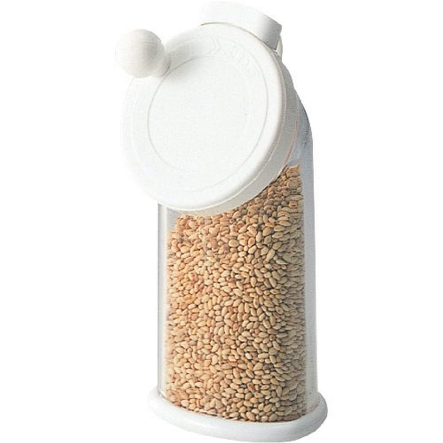 ASVEL sesame grinder white front view for quick fresh toppings.