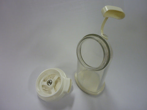ASVEL sesame grinder white mechanism detail for easy operation.