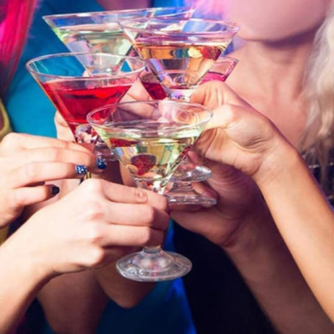 Asxtexz dessert-ready martini glasses complement displays and desserts.