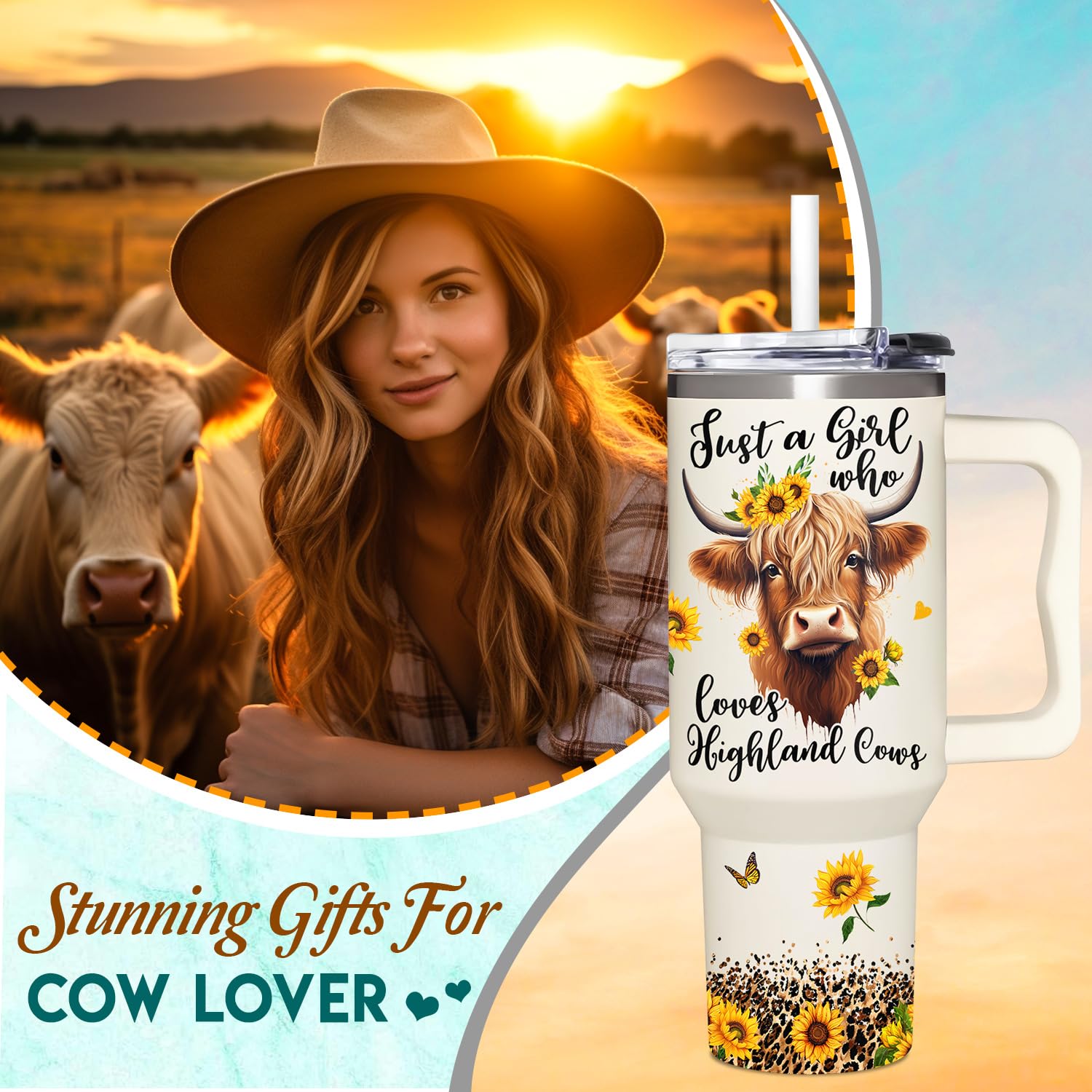 AT2Z GLOBAL cowgirl gift 40oz tumbler keeps beverages at the perfect temp