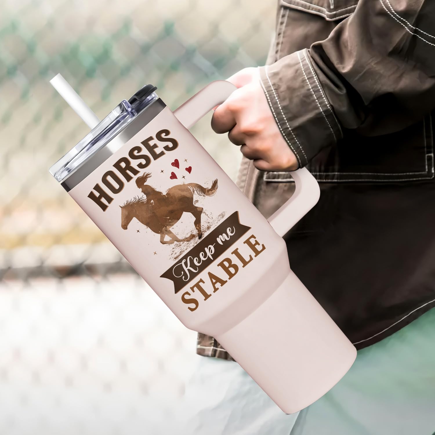 AT2Z GLOBAL on-the-go horse lover tumbler ready for outdoor activities