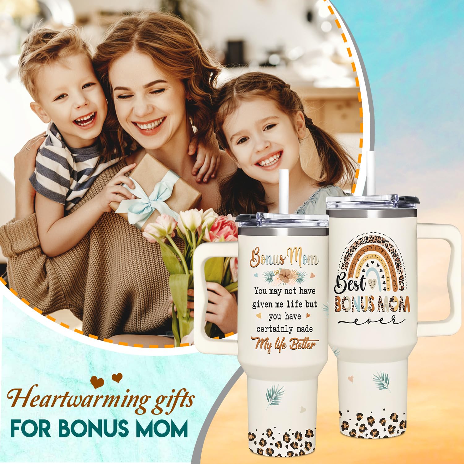 AT2Z GLOBAL stepmom gift bottle highlighting thoughtful design for birthdays.
