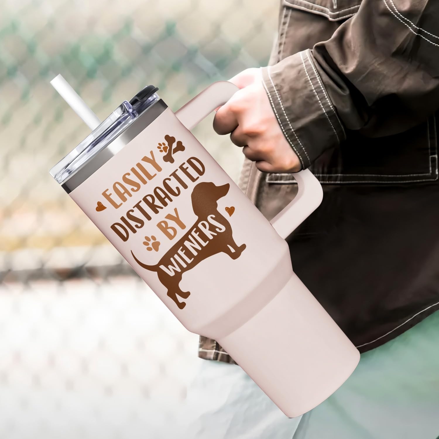 AT2Z GLOBAL Wiener dog tumbler for office commutes and daily use.