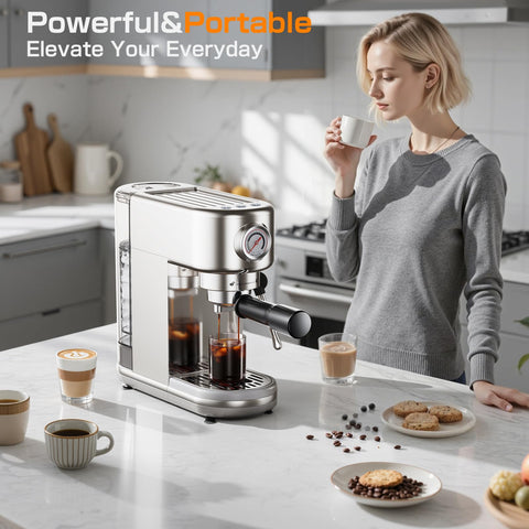 atatix Espresso EM3111 fast heat system delivering quick pre-heated brew