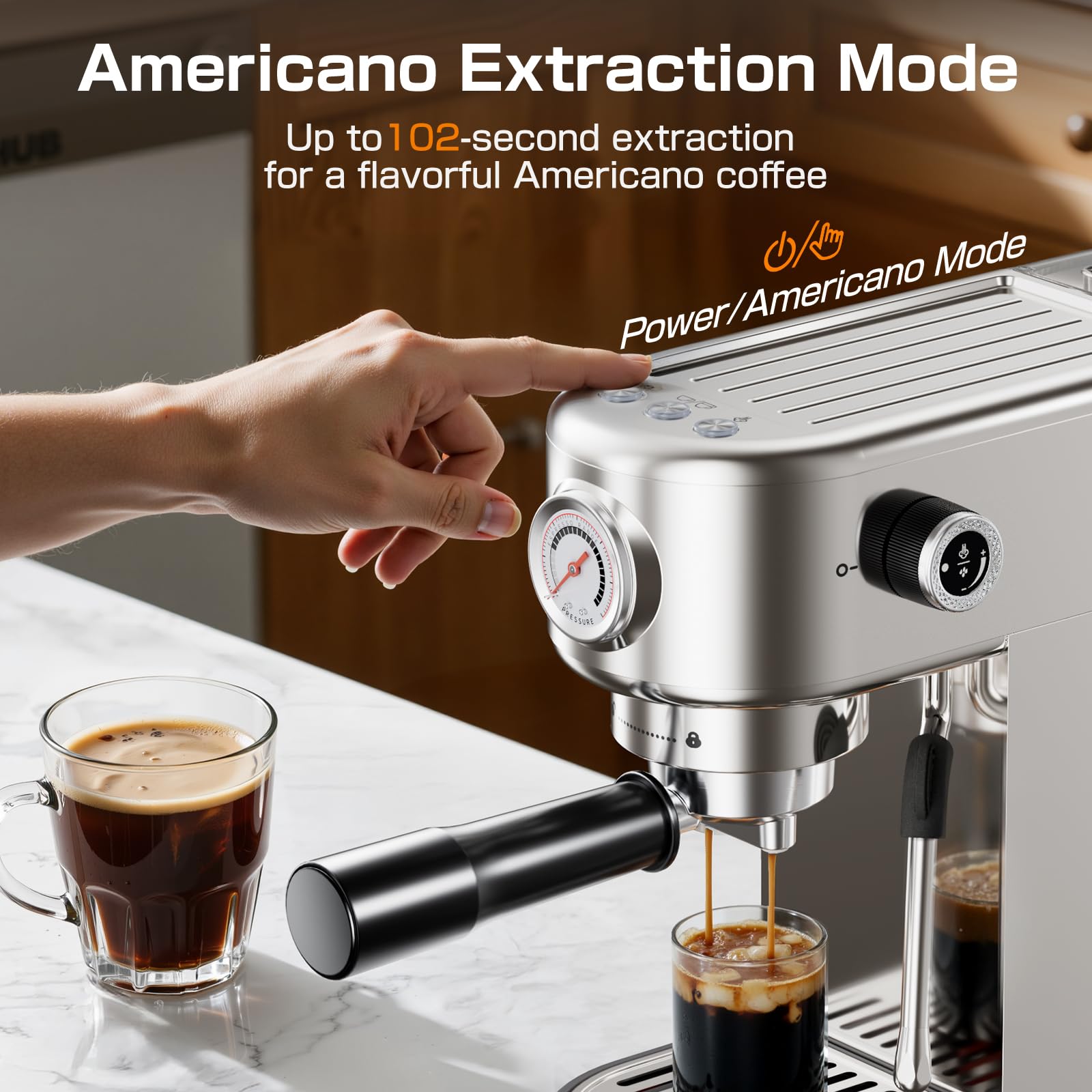 atatix Espresso EM3111 portafilter and tamper for precise extraction at home