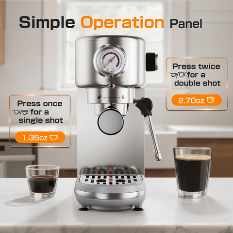 atatix Espresso EM3111 removable 44oz water tank for easy refills during multi-cup sessions
