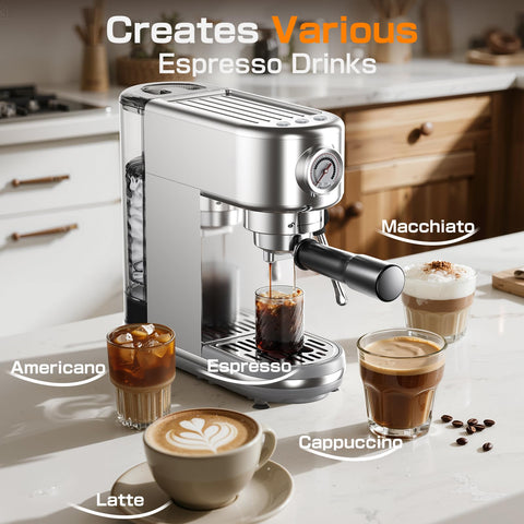 atatix Espresso EM3111 steam wand and milk frother for creamy drinks at home