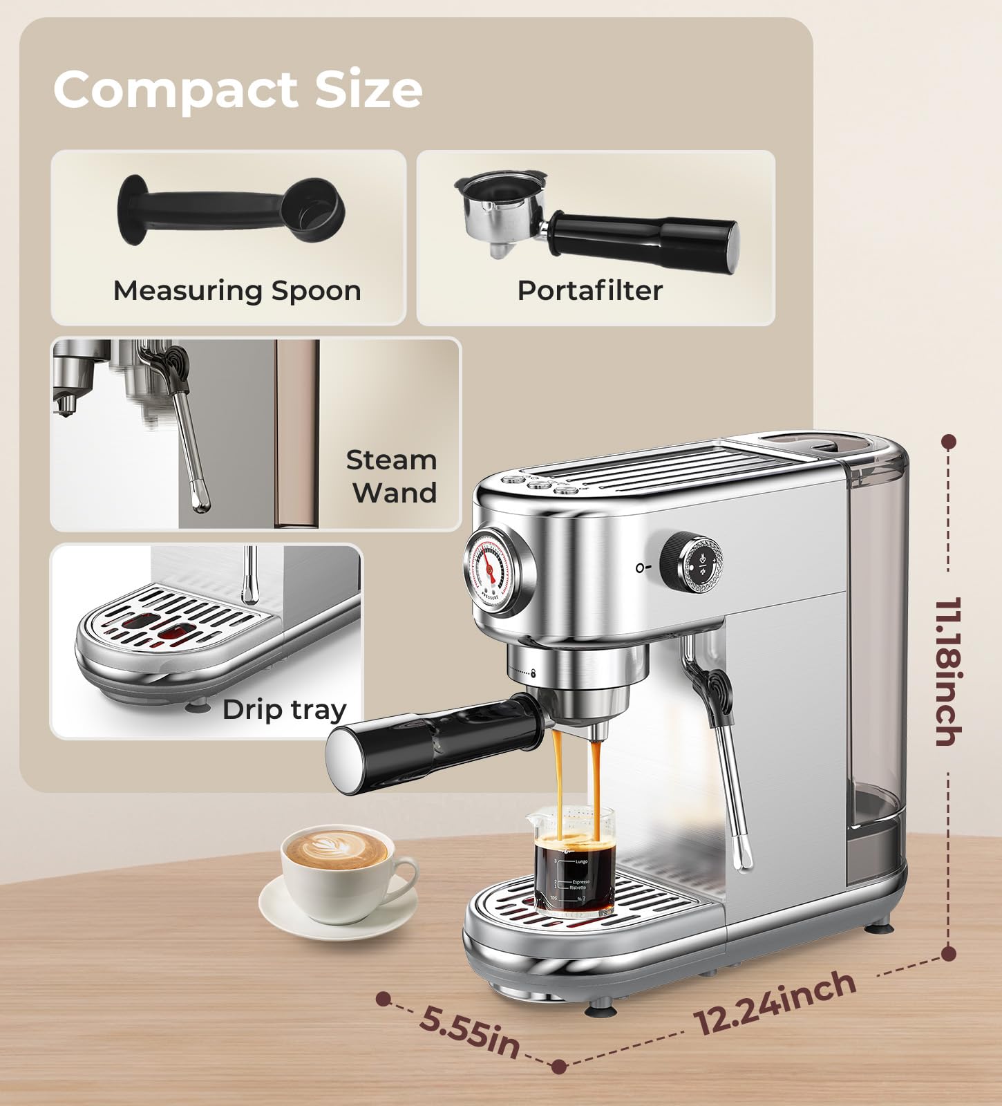 ATATIX compact kitchen-friendly espresso machine suitable for home or office use.