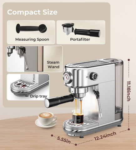 ATATIX compact kitchen-friendly espresso machine suitable for home or office use.