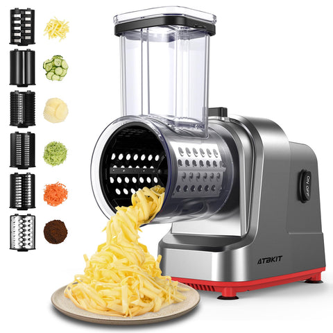 ATBKIT Electric Cheese Grater motor powers fast shredding and slicing.