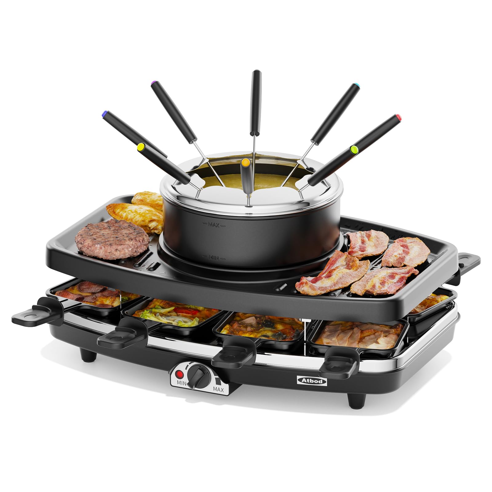 Atbod electric fondue pot assembly for quick, shareable fondue moments