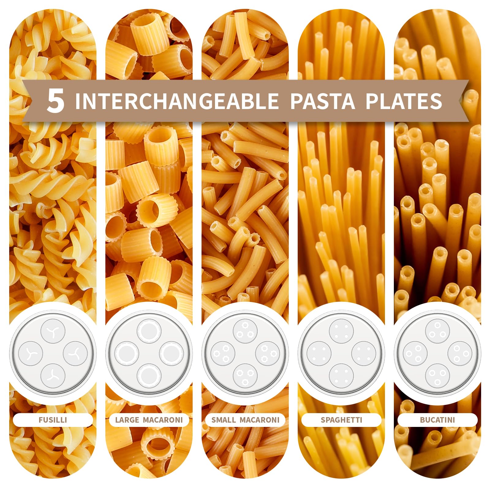 Atbod pasta press with fusilli disc creating twisted shapes