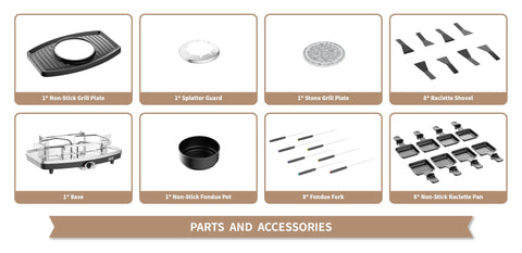 Atbod mini raclette pans arranged for warm serving