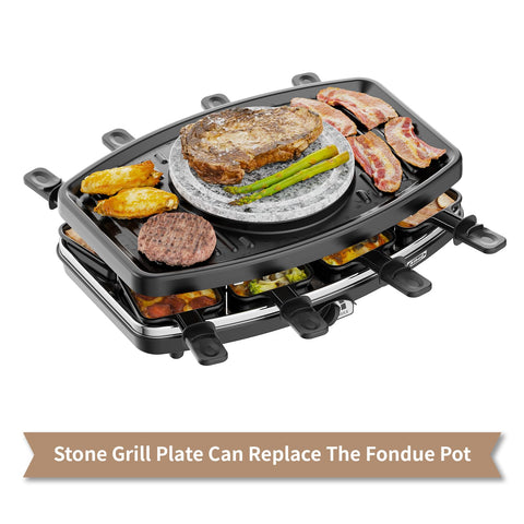 Atbod raclette table grill for eight at a family gathering