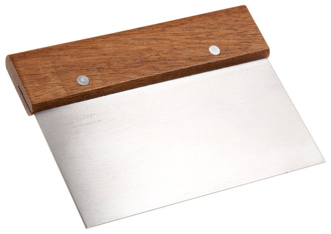 Ateco bench scraper stainless steel blade close-up for durable scraping and easy dough removal.