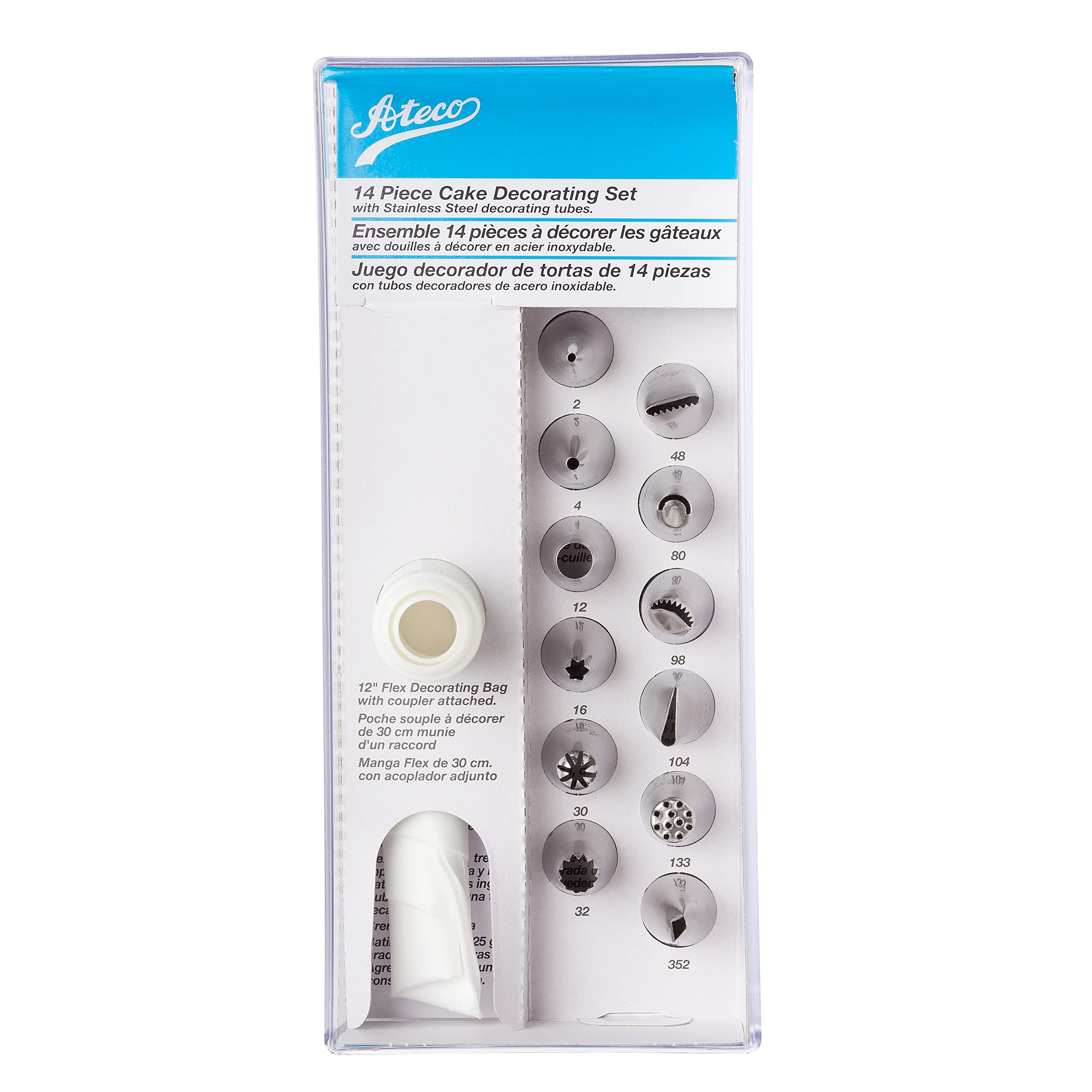 Ateco clear plastic storage box keeps tools organized and ready.