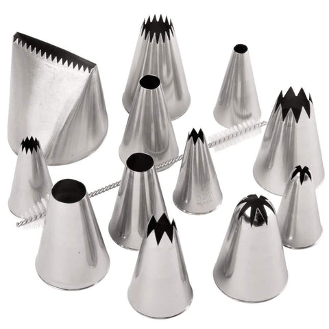 Ateco Jumbo Tip Set in silver neatly organized in a storage box for quick access
