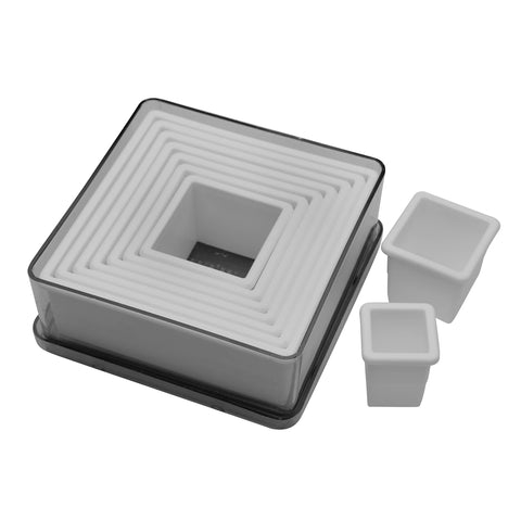 Ateco plain-edge square cutter set for precise pastry and cookies, dishwasher-safe polycarbonate