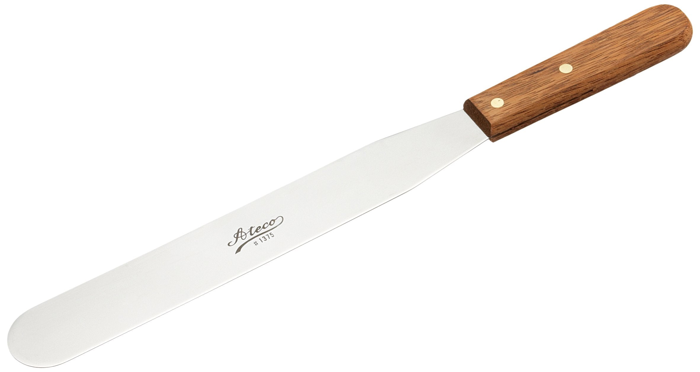 Ateco straight spatula, 10-inch blade, for precise lifting and even spreading.