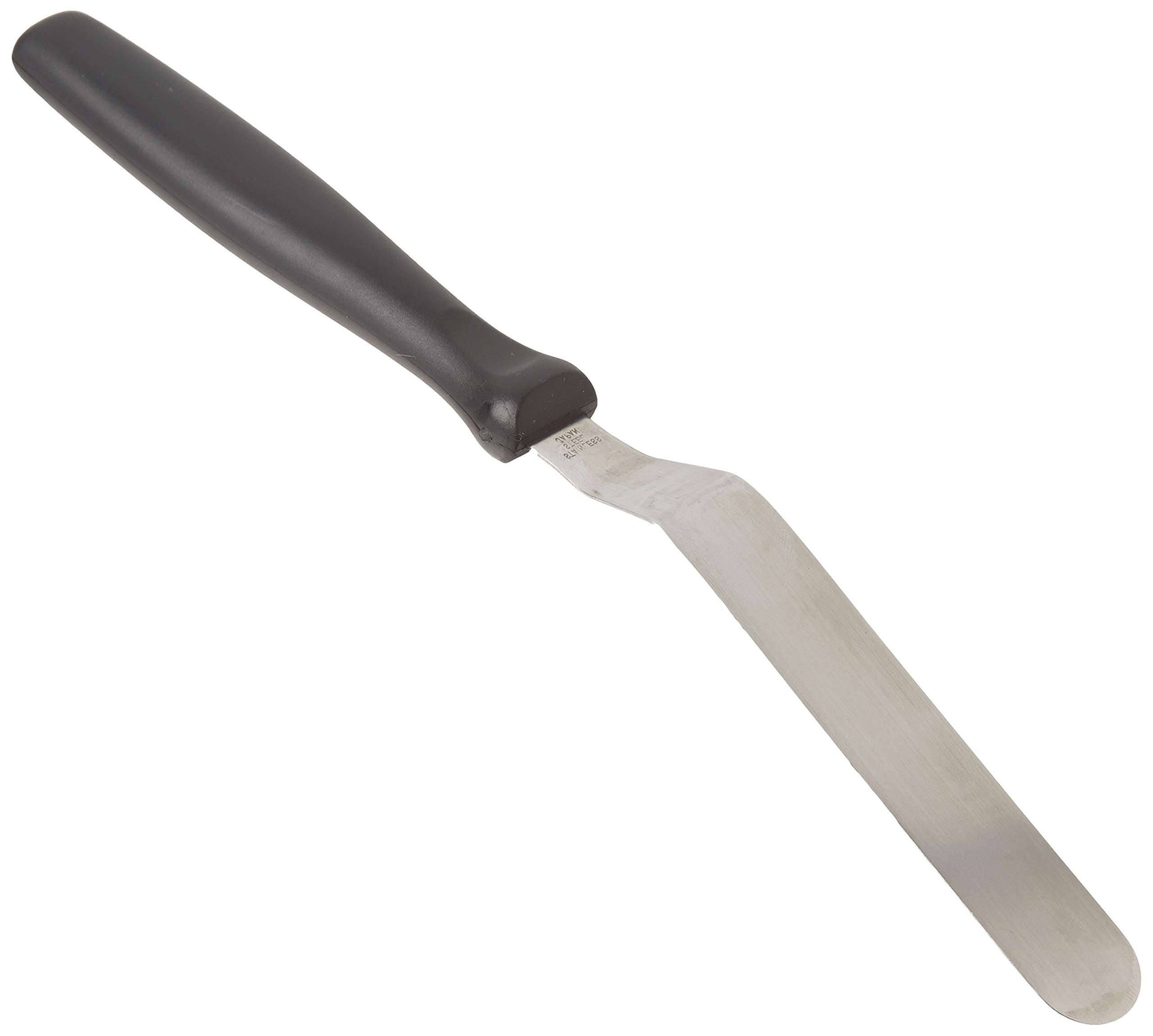 Ateco Ultra Offset Spatula stainless steel blade close-up, durable and sanitary for daily pastry tasks.