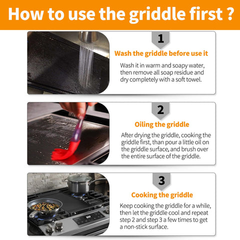 Atgestore cast-iron griddle distributes heat evenly across the surface.