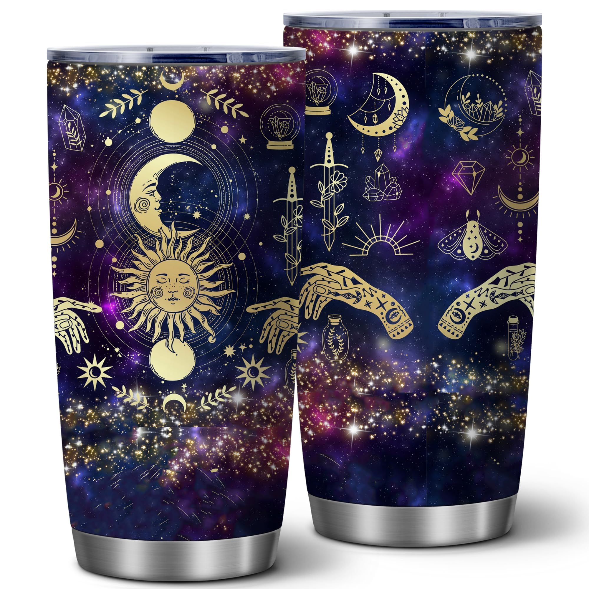 ATHAND Goth Moon Tumbler with galaxy background keeps drinks stylish on the go