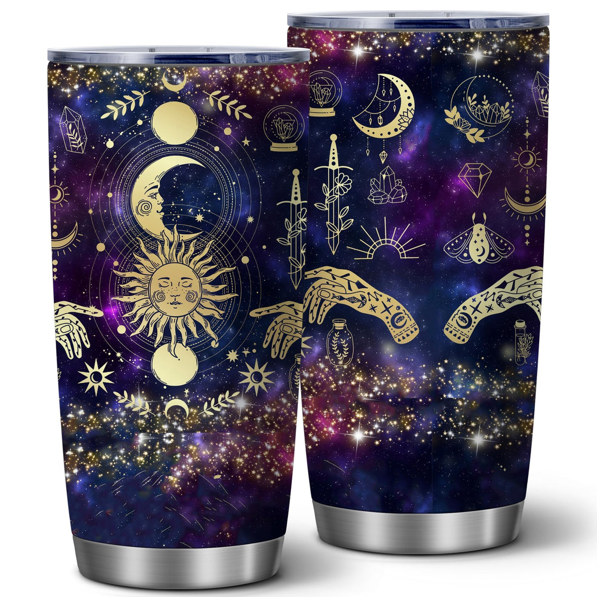 ATHAND Goth Moon Tumbler with galaxy background keeps drinks stylish on the go