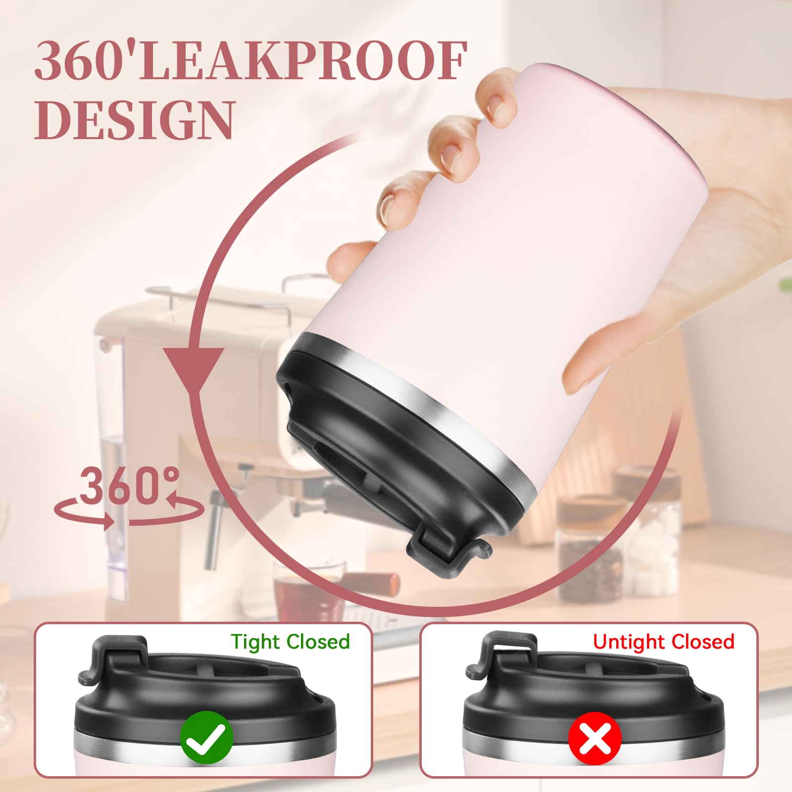 ATIKZHE powder-coated apricot pink mug stylish and durable for daily routines.