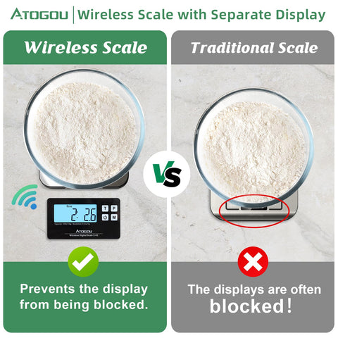 Atogou Food Scale wireless display setup demonstrates easy, stable readings