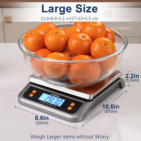 Atogou LC200 scale in baking setup weighing flour and ingredients.