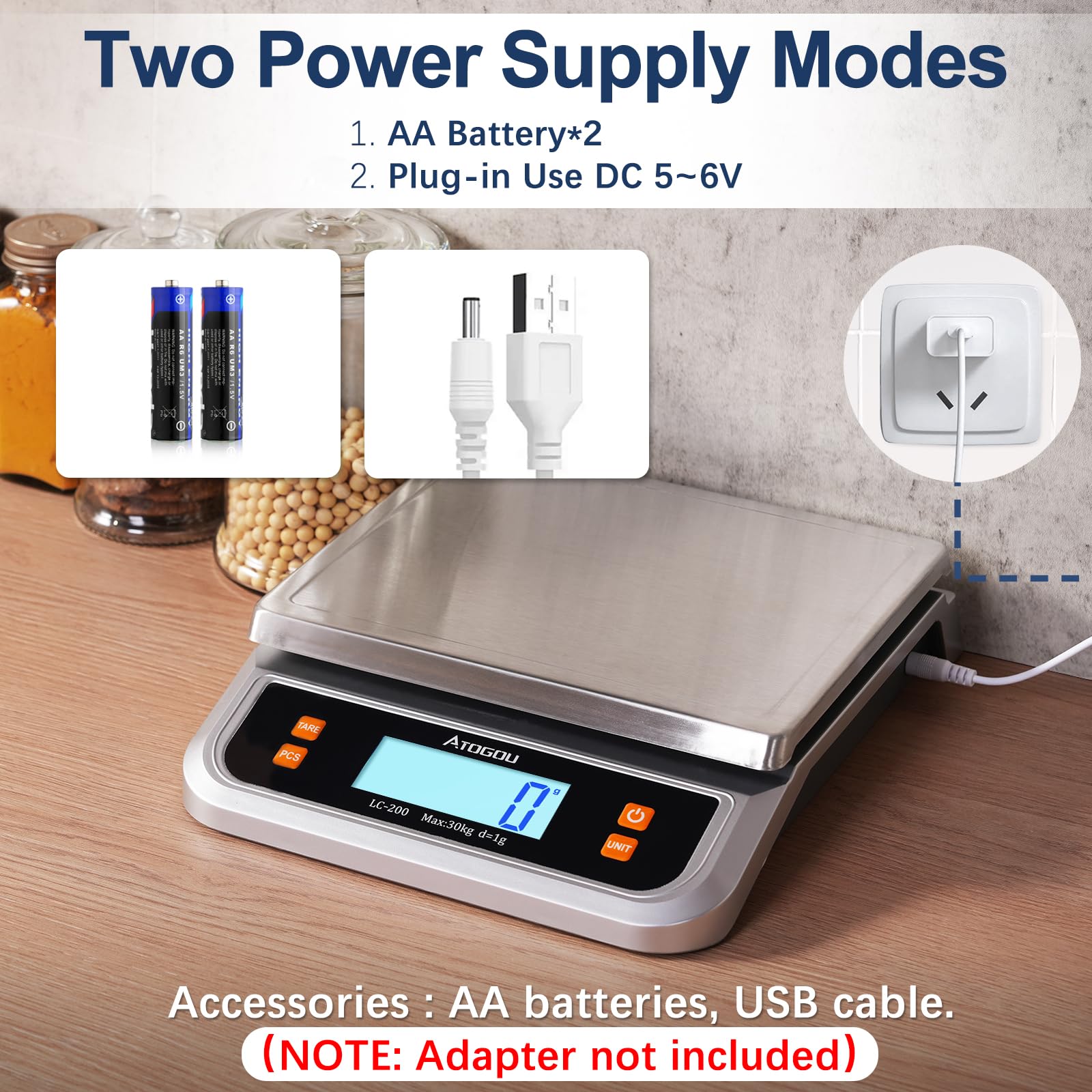 Atogou LC200 scale's 66lb capacity ideal for heavy ingredients or packages