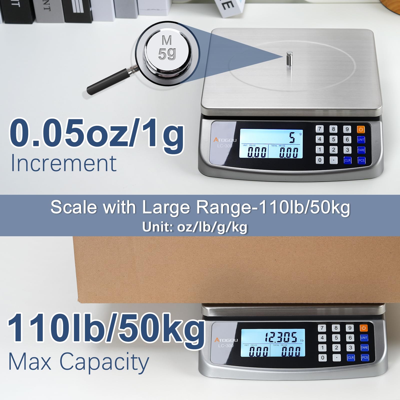 Atogou LC300 grey full-view display reads clearly from any angle.