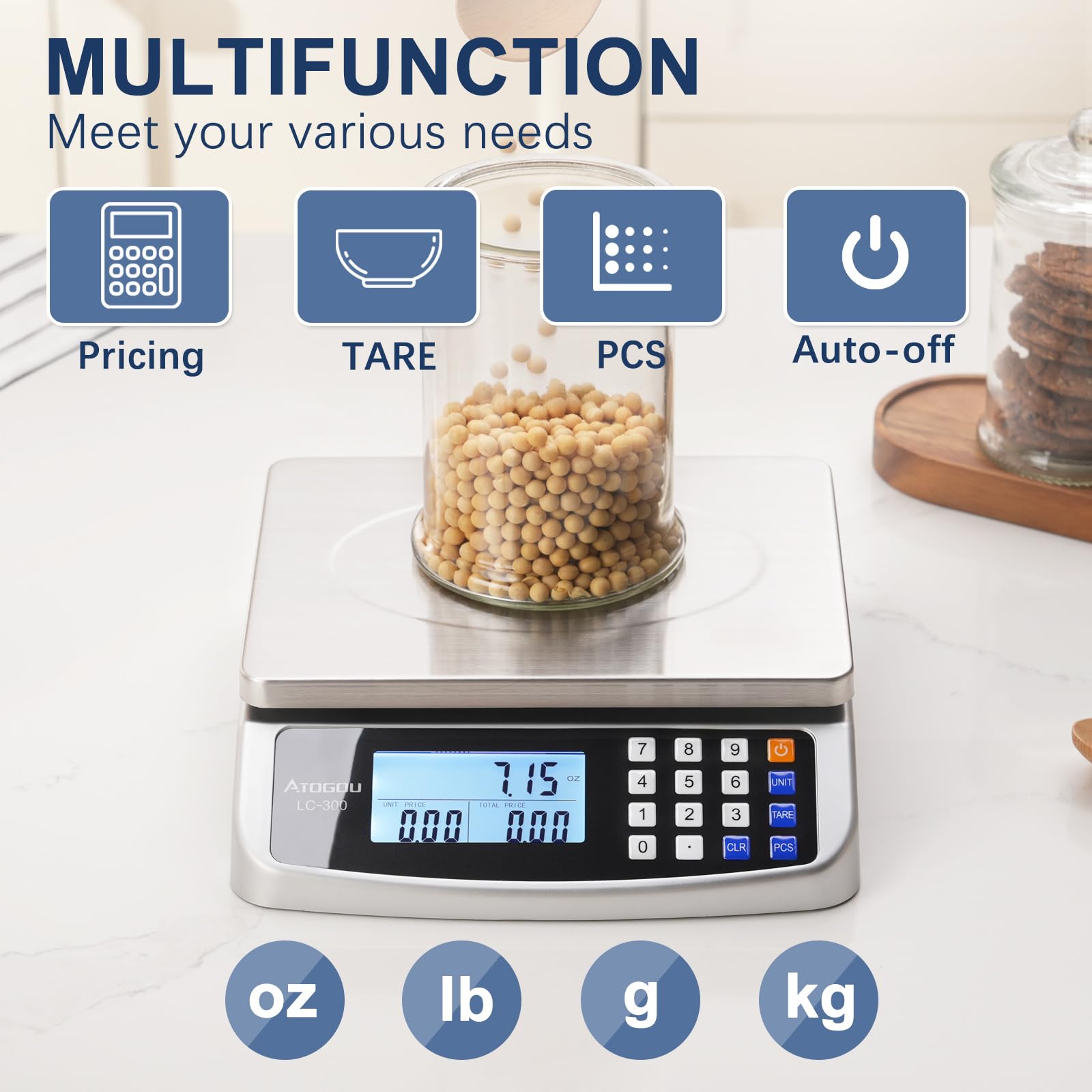 Atogou LC300 tare and counting features for accurate prep
