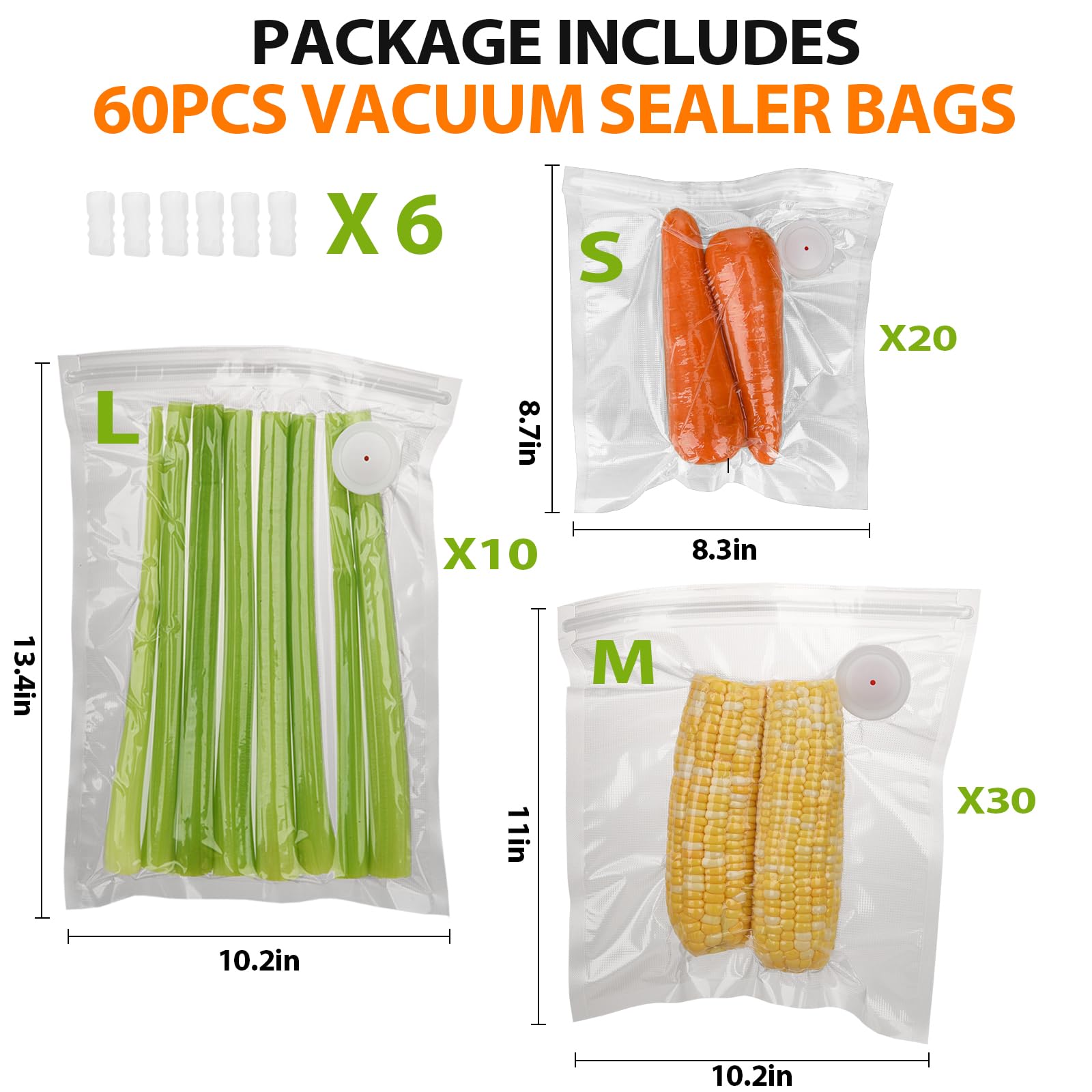 Atosun bags 8.3x8.7 inch size for versatile portioning