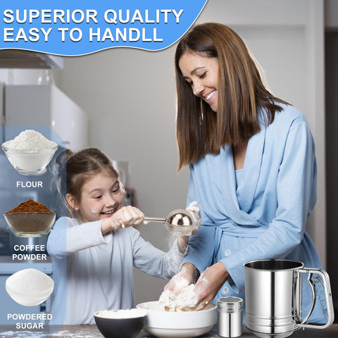 ATPWONZ flour sifter dispenser shaker for precise flour and spice dusting.