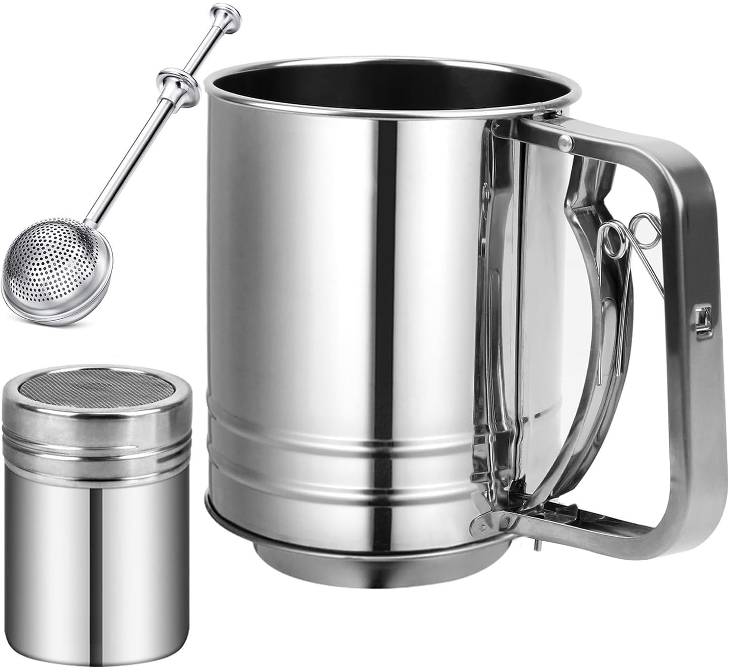 ATPWONZ flour sifter in stainless steel with durable body for daily baking.