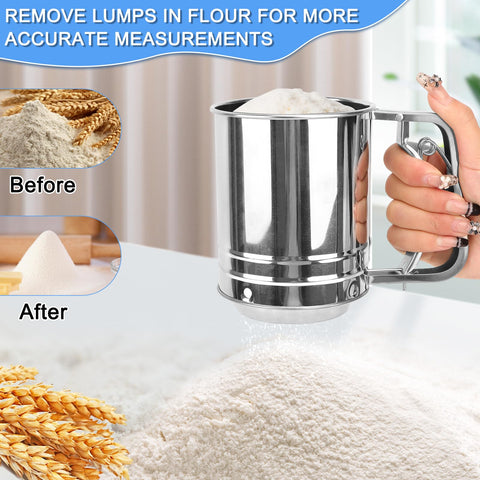ATPWONZ powdered sugar shaker with moisture-proof cover keeps powder dry.