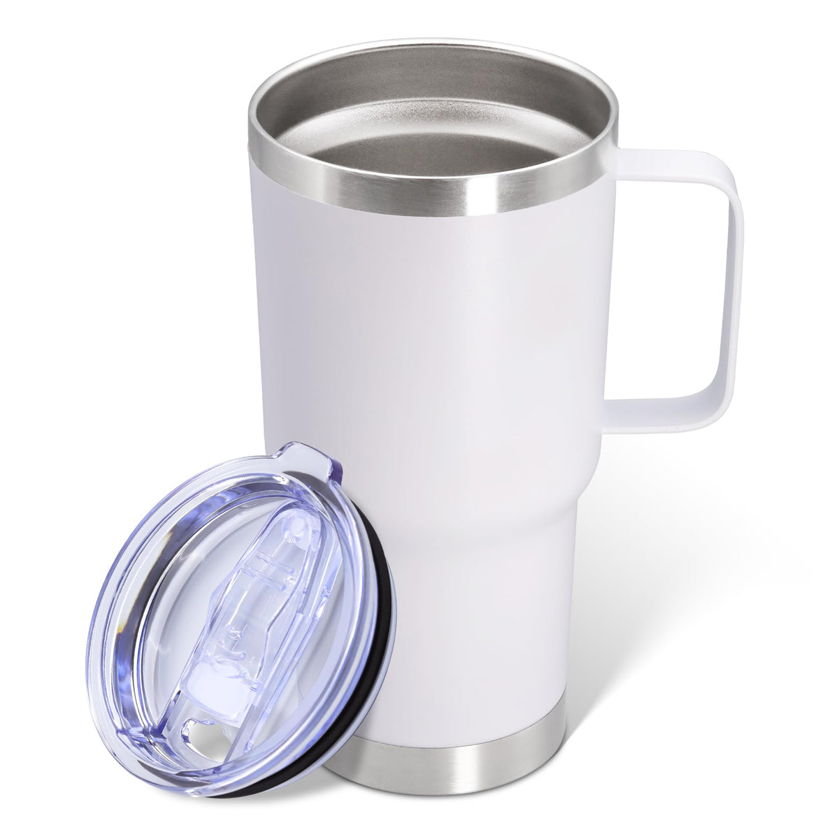 ATQTQ 20oz tumbler with handle and lid for portable hot or cold drinks