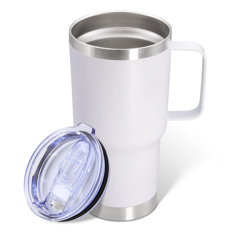 ATQTQ 20oz tumbler with handle and lid for portable hot or cold drinks