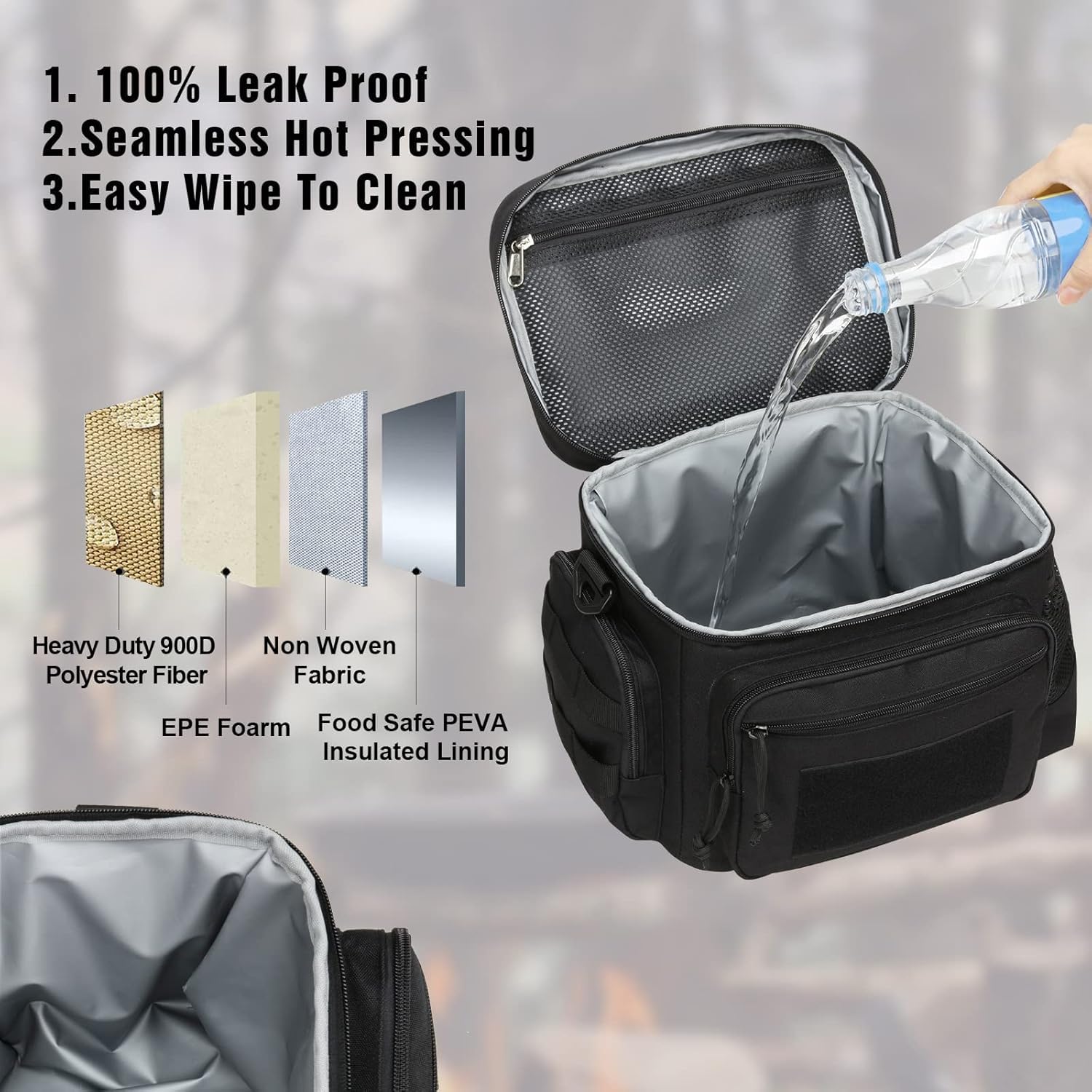 ATRIPACK lunch box back-pack-molle-attachment shows easy pack integration.